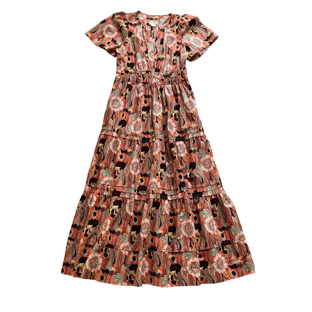 Anthropologie Maeve Somerset Maxi in Botanic Garden Tiered Cotton Dress Large
